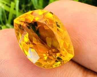 Excellent !!!!!!! Fancy  Yellow sapphire gemstone high quality AA++ Fancy shape  gemstone size-16x11x9MM Carat-11.20 and(extra gift)