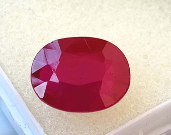Rubis Naturel Certifié 10 Carats - Coupe Ovale Rouge - Pierre Précieuse En Vrac Rare - Inde