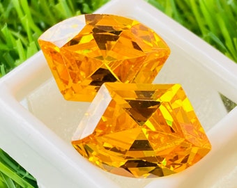 Beautiful!!!!!! Yellow Sapphire Pair Fancy  shape  Gemstone Excellent high top  gemstone size-17x12x7MM Carat-33.85 and(extra gift)