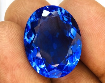 Brilliant!!!!!! Blue sapphire High Quality Beautiful Gemstone Top High Cut Oval shape  Size-20x16x9MM carat-17.85 and(extra gift)
