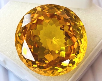 Amazing!!!!! Yellow Topaz Round Shape Gemstone Excellent Cut Top Quality Pendant Size Gemstone Size-25x25x13MM Carat-105.35 and(extra gift)