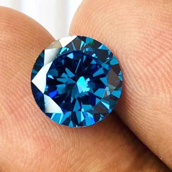 Gorgeous Blue  Diamond Beautiful Ring Size Gemstone Top High Quality Round Shape Excellent Diamond Size10x10x6MM Carat-6.10 And (extra gift)