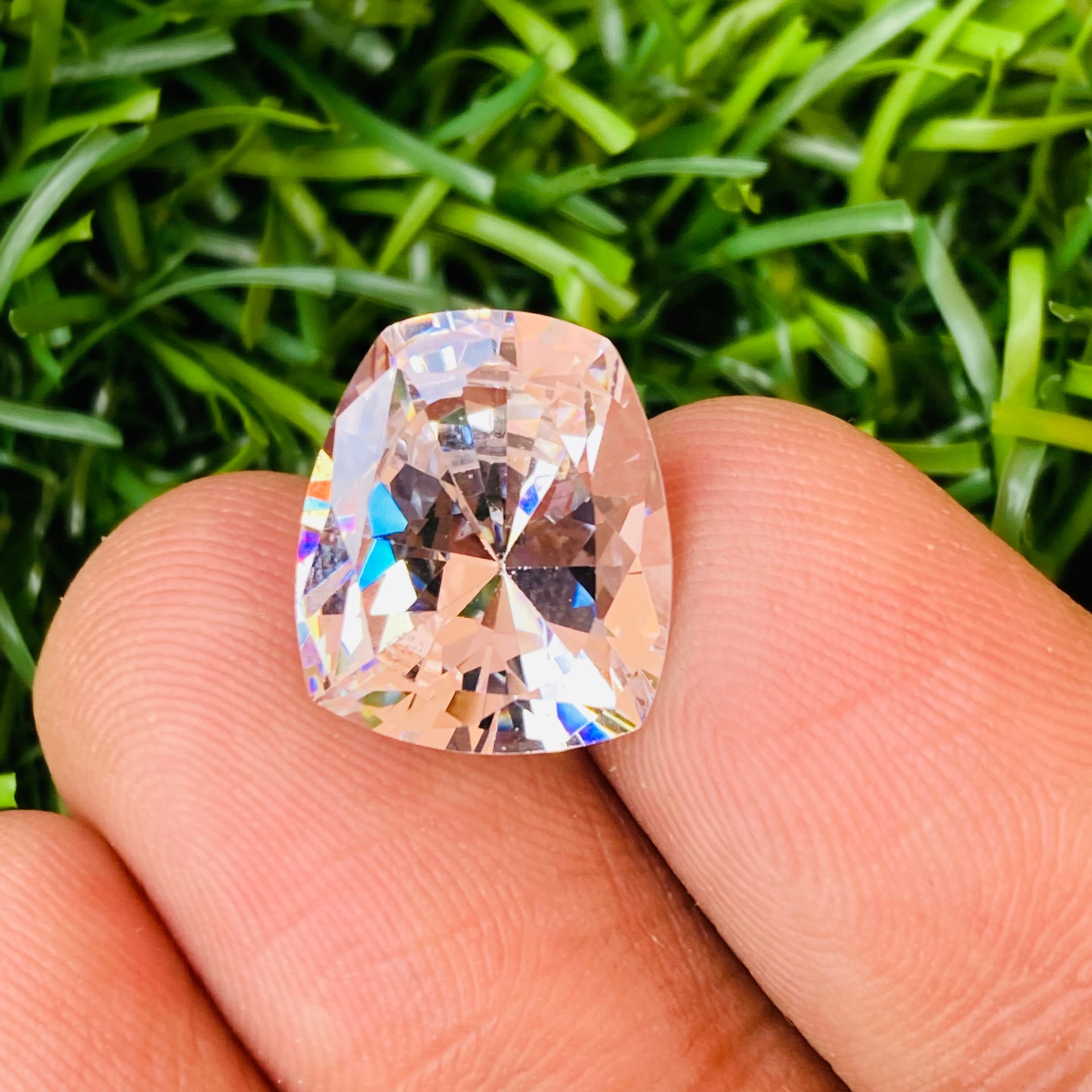 Beautiful!!!! White Sapphire fancy shape high quality gemstone top Fancy Shape Gemstone Size-14x12x7MM carat-16.00 (and extra gift )