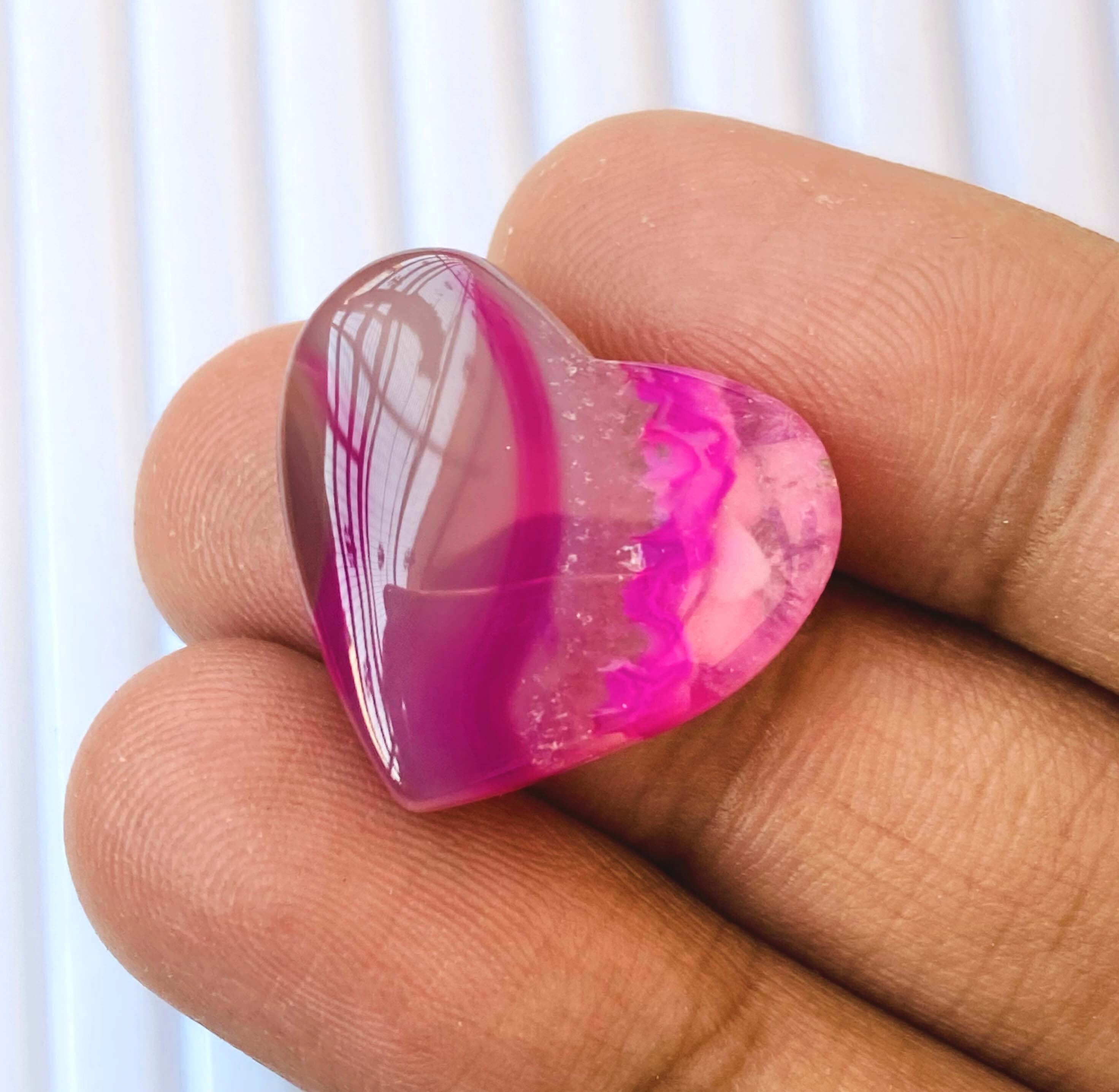 Pink Heart Aqeeq 100% Natural gemstone High Quality Pendant Size Gemstone Size-30x32x8MM Cts-57.95 And Gorgeous!!! extra gift