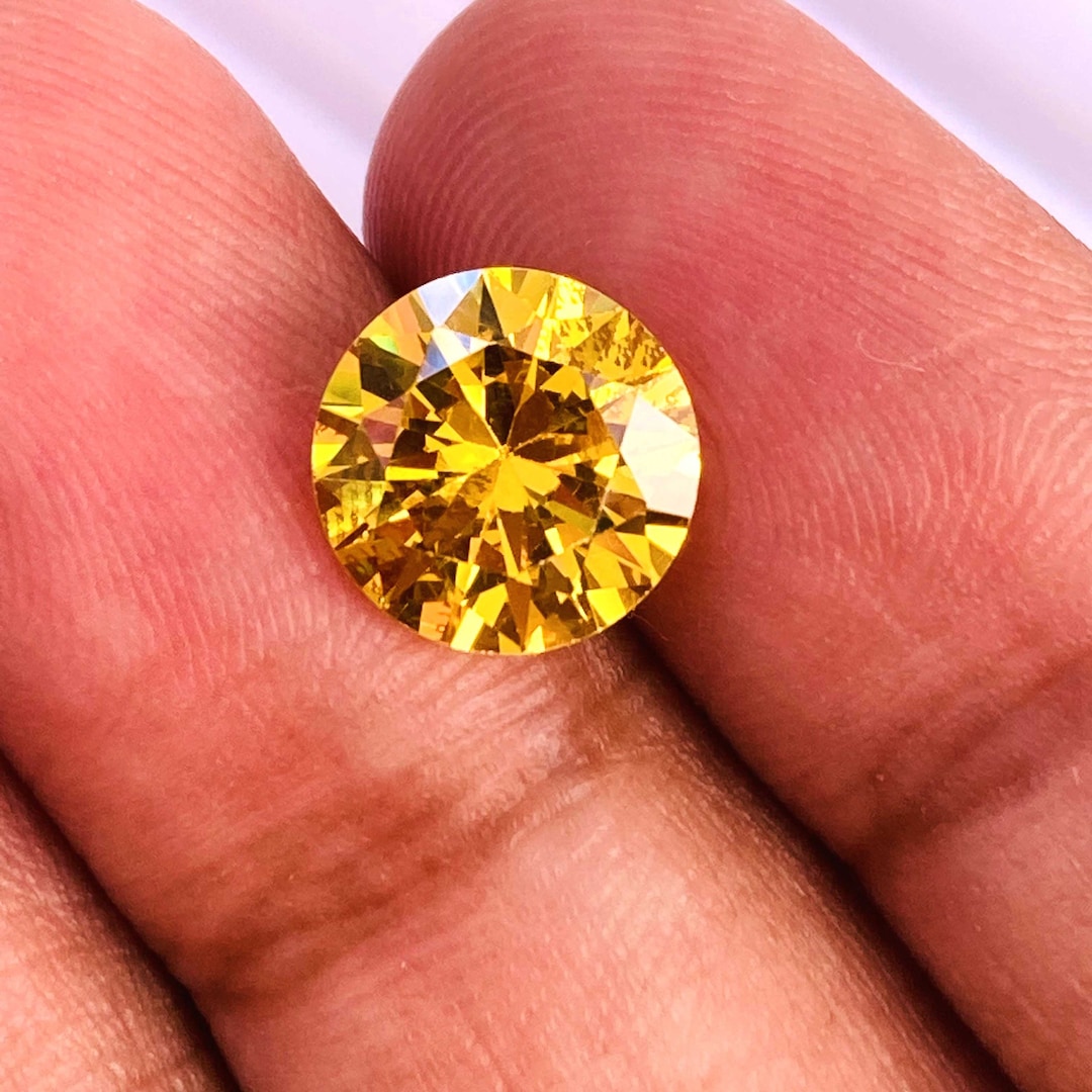 Wonderful Yellow Diamond Ring Size Gemstone Top High Quality Round Shape Excellent Diamond Size 10x10x6mm Carat 6.70 and extra Gift Etsy