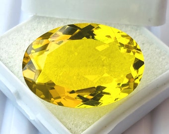 イエローレモン色の宝石、18.75 カラット、サイズ 20x15x10 MM、楕円形