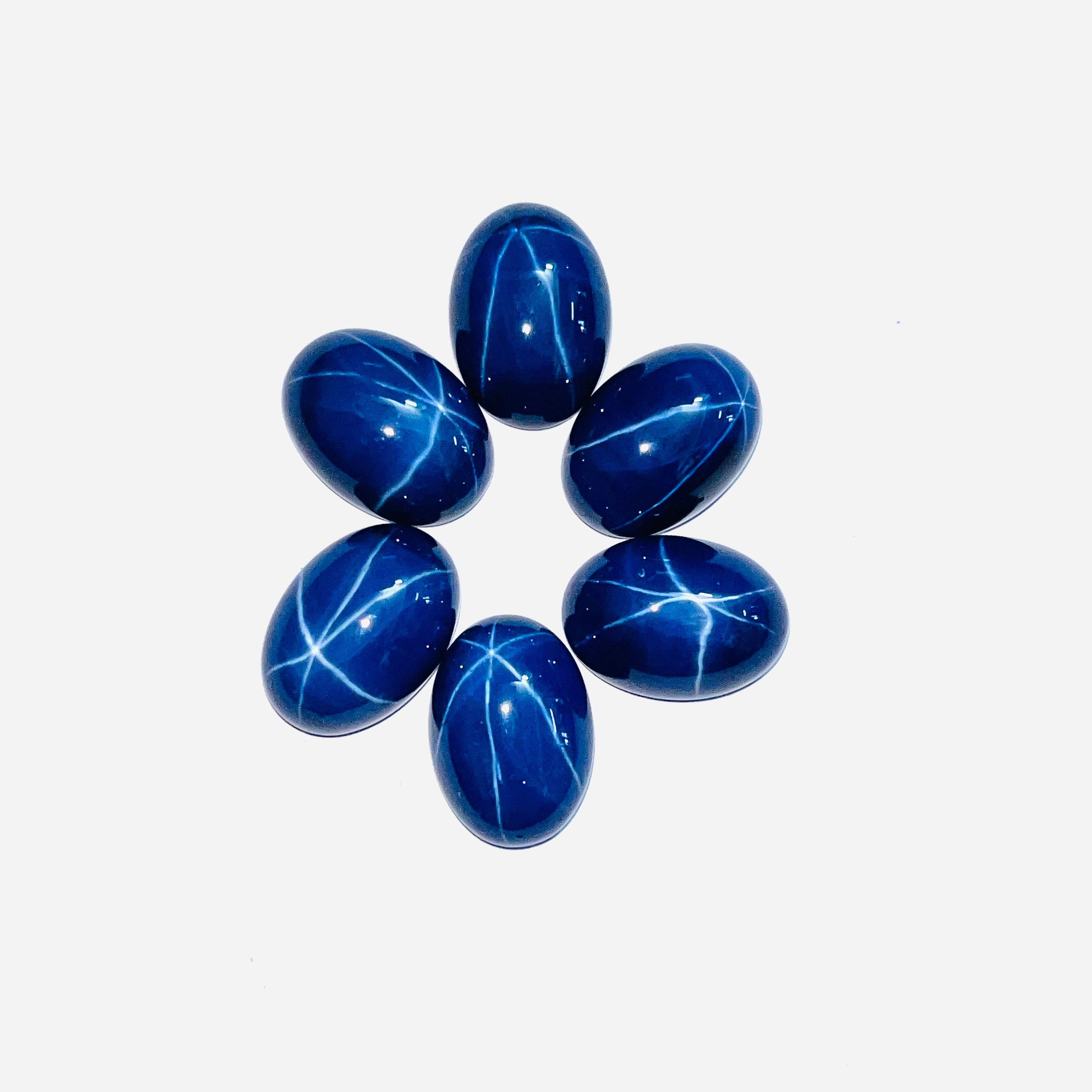 SAPHIR éTOILé BLEU NOIR VERT DE THAILANDE : 6.8 mm x 5 mm ★★ p225.129T