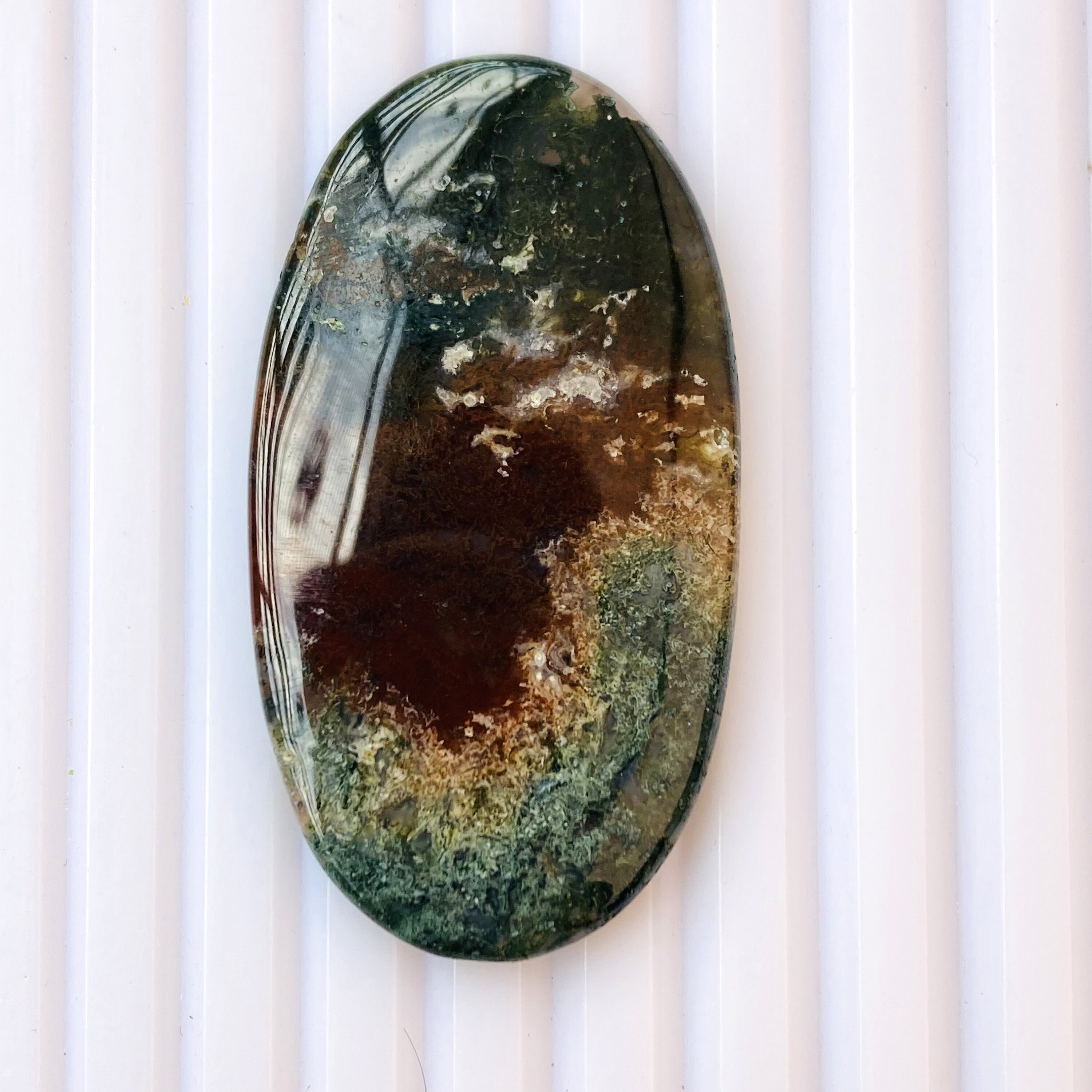 モスアゲート 100% 天然 楕円形 A+++ 品質 宝石ペンダント サイズ 優れ