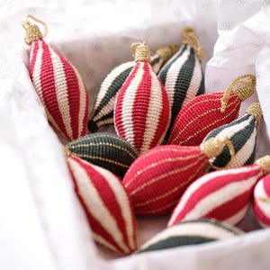 Classic Striped Christmas Ornaments - Crochet Pattern