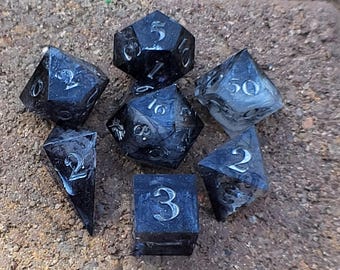 Shadowlight - Handmade 7-Piece Sharp Edge Resin Dice Set