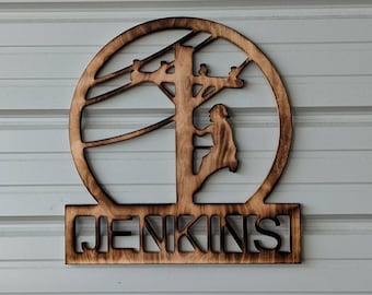Letrero de madera personalizado para liniero, letrero de madera personalizado para liniero en un poste, regalo de jubilación para liniero, letrero de linieros establecidos, letrero con el apellido del liniero