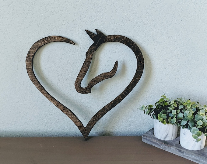 Wooden Horse Heart Sign, Wooden Horse Décor, Horse Heart Wood Sign, Horse Love Sign, Gift for Horse Lover, Pony Lover Sign, Equestrian Decor