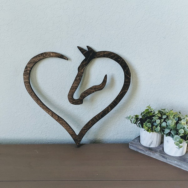 Wooden Horse Heart Sign, Wooden Horse Décor, Horse Heart Wood Sign, Horse Love Sign, Gift for Horse Lover, Pony Lover Sign, Equestrian Decor