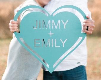 Personalized Conversation Heart Door Hanger Custom Wooden Heart Wreath Wooden Engagement Announcement Create Your Own Engagement Photo Prop