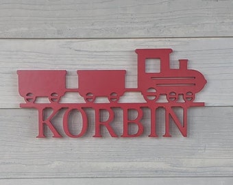 Personalized Wooden Train Name Sign: Kids Room Decor