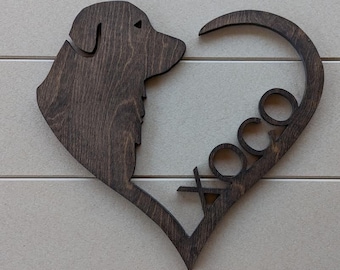 Corazón de madera personalizado con forma de perro pastor australiano - Memorial personalizado para mascotas