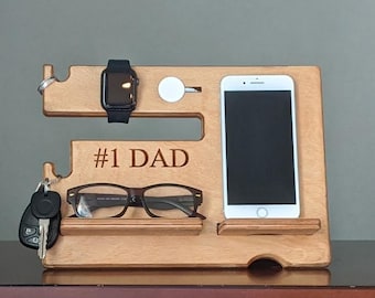 Custom Wood Docking Station: Bedside Organizer, Phone & Watch Stand