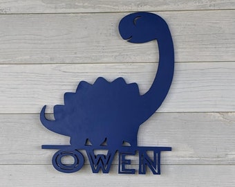 Personalized Dinosaur Name Sign: Baltic Birch Wood Nursery Decor