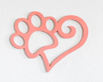 Letrero de madera con forma de corazón y huella de pata: Regalo para amantes de los perros, decoración de pared para mascotas.