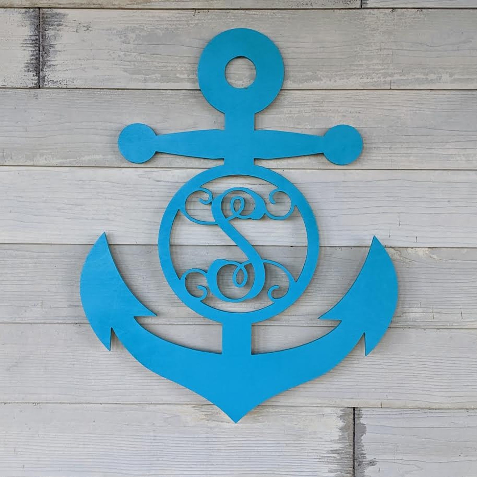 Wooden Anchor Sign, Anchor Sign Initial, Anchor Monogram Sign, Anchor ...
