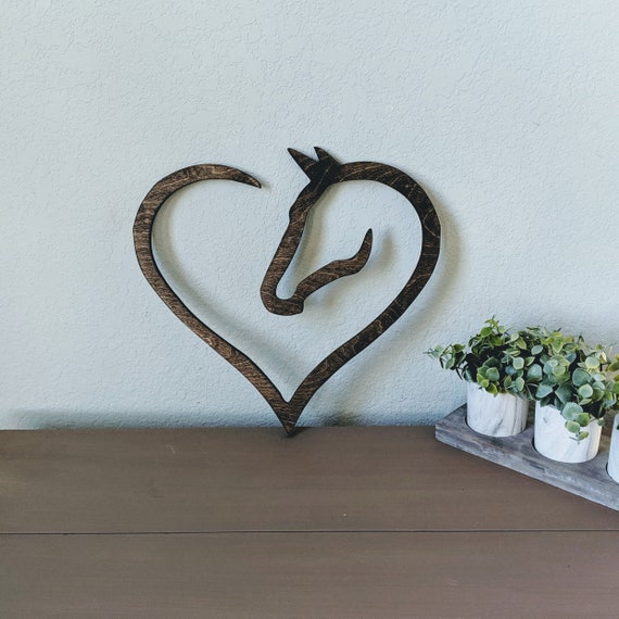 Wooden Horse Heart Sign, Wooden Horse Décor, Horse Heart Wood Sign, Horse Love Sign, Gift for Horse Lover, Pony Lover Sign, Equestrian Decor