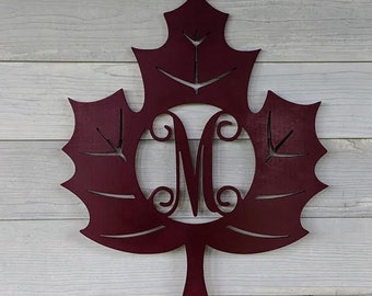 Maple Leaf Wooden Monogram: 20" Custom Fall Door Hanger