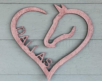 Personalized Wooden Horse Heart Sign: Equestrian Decor