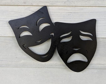 Comedy and Tragedy Theater Mask Wooden Sign Comedy Tragedy Wall Art Theater Lovers Gifts Theater Decor Theater Kid Gift for Drama Teacher