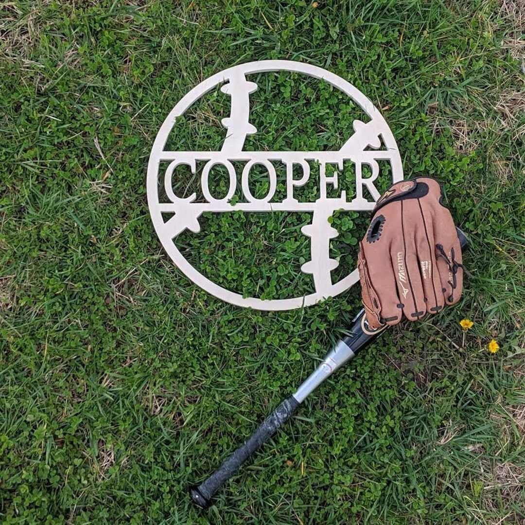 Wooden Baseball Name Sign, Baseball Decor for Boys Room, Personalized ...