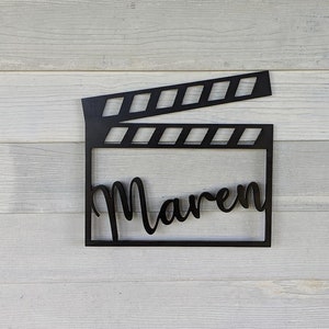 Personalized Hollywood Film Clapper Director&#39;s Clapboard Custom Wooden Movie Clapperboard Gift for Movie Lovers  Home Theater Room Decor