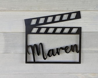 Personalized Hollywood Film Clapper Director's Clapboard Custom Wooden Movie Clapperboard Gift for Movie Lovers  Home Theater Room Decor
