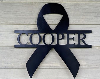 Awareness Ribbon Name Sign Personalized Wooden Awareness Ribbon Wall Hanger Cancer Survivor Awareness Ribbon Memorial Gift Awareness Month