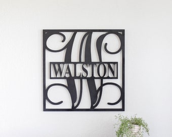 Personalized Family Name Sign: Baltic Birch Wood Monogram Door Hanger