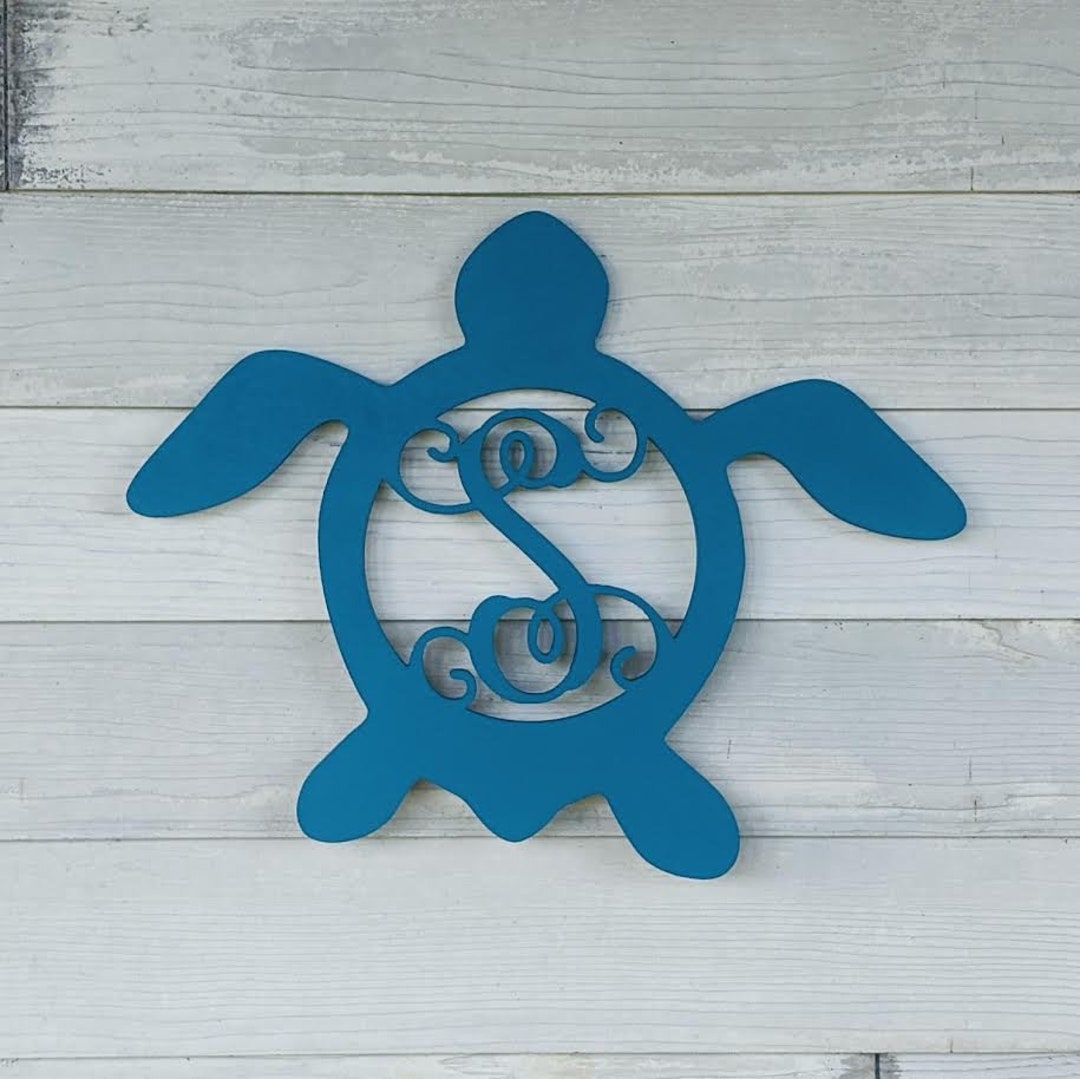 Wooden Sea Turtle Monogram 22 Sea Turtle Decor Custom Sea Turtle Door ...