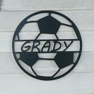Wooden Soccer Ball Name Sign, Personalized Soccer Ball Name Sign, Soccer Decor Boys Room Custom Sports Wall Cutout Soccer Nursery Soccer Art