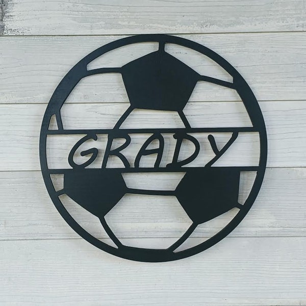 Personalized Wooden Soccer Ball Name Sign: Boys Room Decor