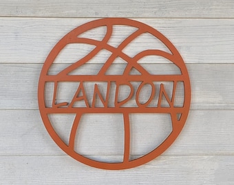 Letrero de madera personalizado con nombre para balón de baloncesto: Decoración para la habitación de niños