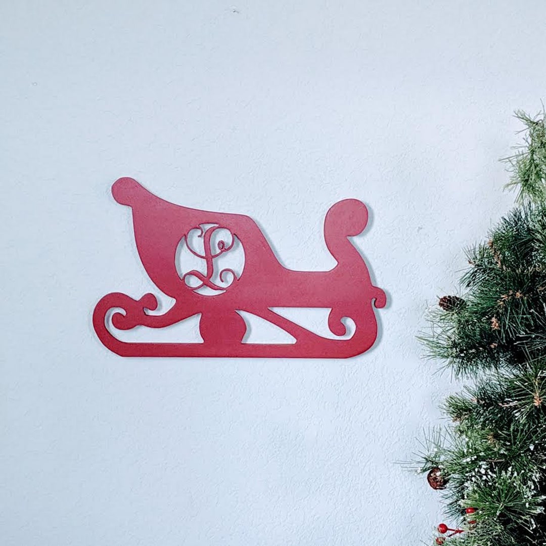 Wood Sleigh Monogram, 18 Sleigh Monogram, Santa Sleigh Door Hanger ...