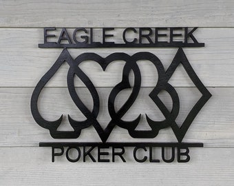 Custom Poker Room Sign Wooden Card Suites Personalized Poker Sign Family Name Sign Wood  Poker Wall Art Poker Player Gift Game Room Decor