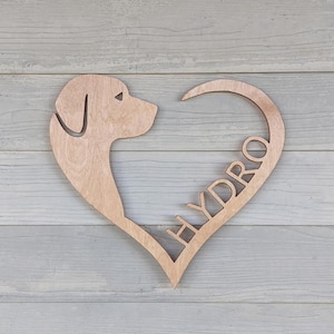 Personalized Wooden Dog Heart Custom Wooden Dog Décor Dog Name Sign Gift for Dog Mom Love and a Lab Sign Pet Loss Gift Dog Memorial Gift