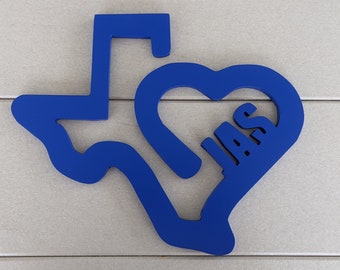Letrero de madera con forma de corazón de Texas, Letrero "Amo Texas", Decoración de madera de Texas, Regalos de Texas para el hogar, Regalo texano, Contorno de corazón de madera de Texas, Recorte de Texas