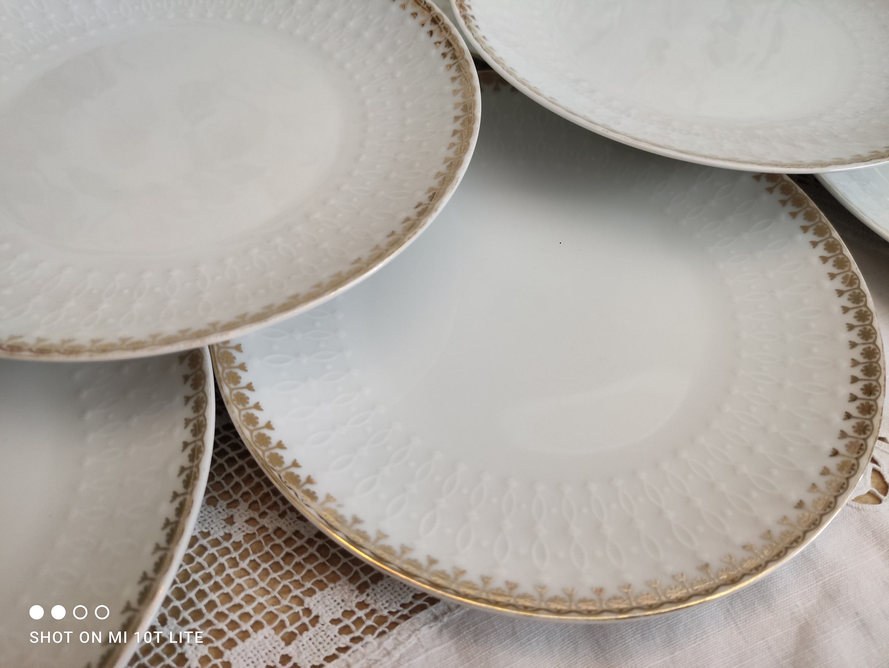 Lot de 9 Assiettes à Dessert en Porcelaine Mitterteich Bavaria