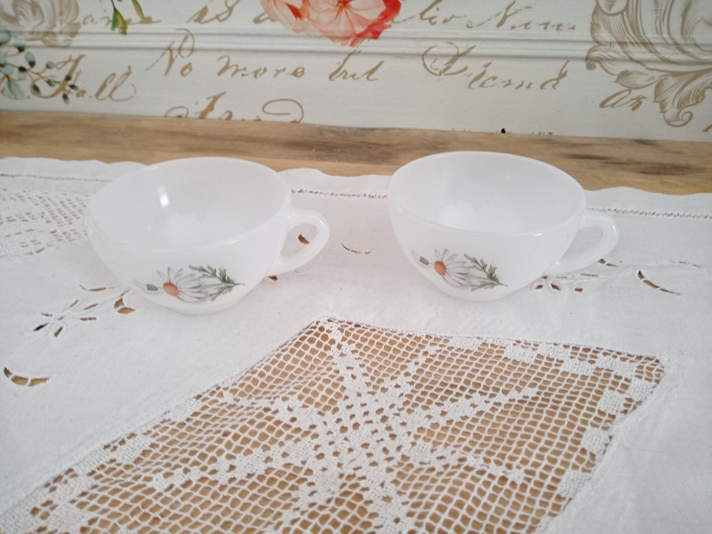 Lot de 2 Tasses à Café Arcopal France Modèle Marguerites