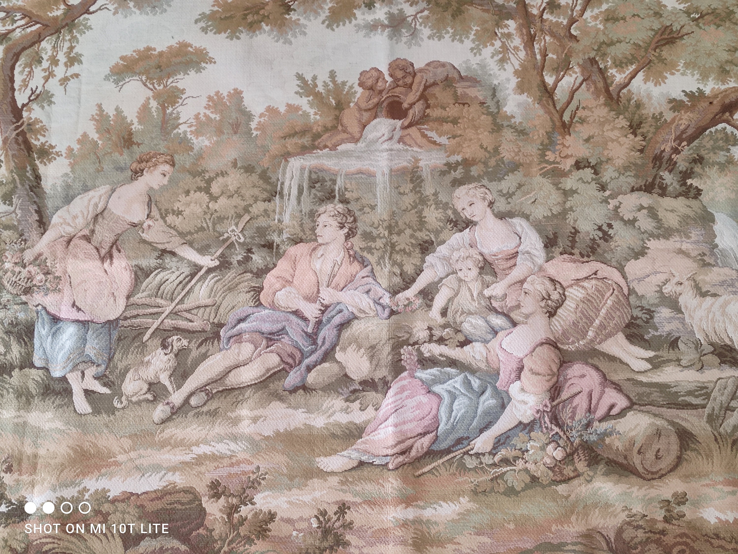 Tapisserie Murale Type Gobelins Milieu 20Ème Décor Champêtre