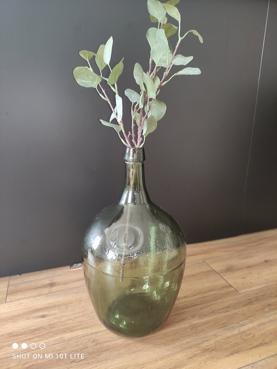 Grande Dame-Jeanne in grüner Glasflasche mit Prägestempel 10L