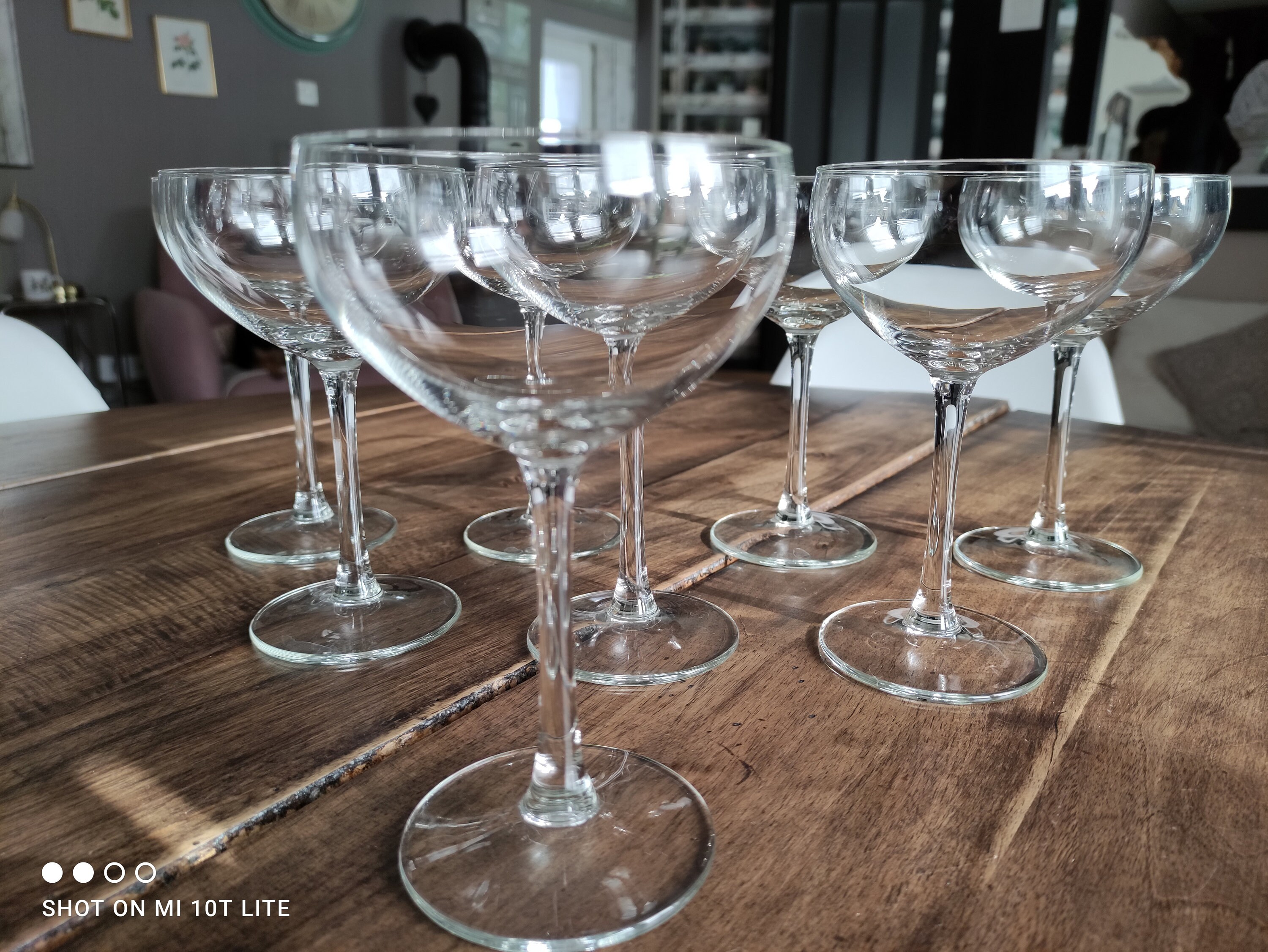 Lot de 8 Coupes à Champagne Vintage en Verre