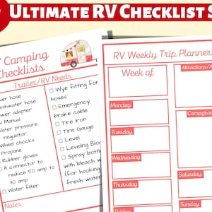 Ultimate RV Checklist [18 Pg PDF w/camping meal planner, campground log, RV departure list]