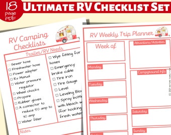 RV Camping Checklist, Meal Planner, Campground Log (18 Pg PDF)