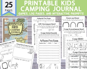 29 Page Printable Kids Camping Journal [Printable PDF with camp games, charades, word searches, camp activities for kids]