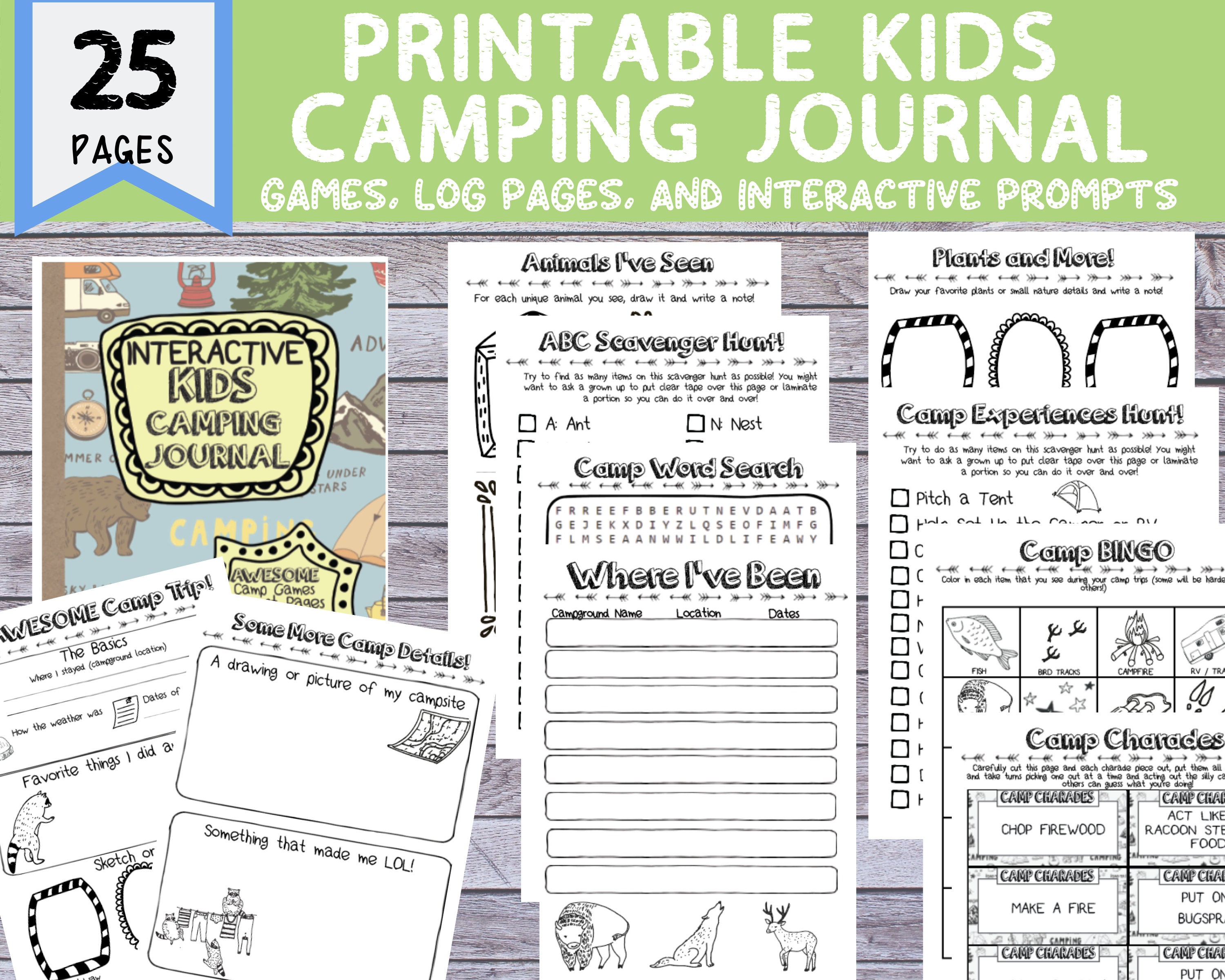 29 Page Printable Kids Camping Journal printable PDF With - Etsy
